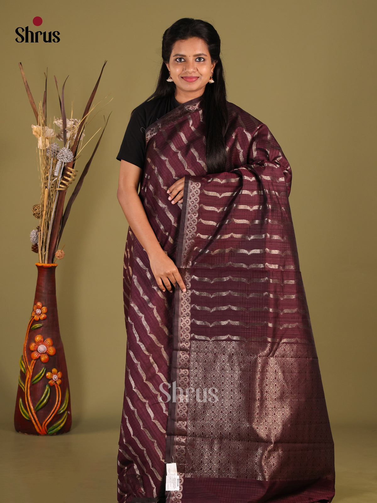 Arakku Maroon - Semi Jute Saree
