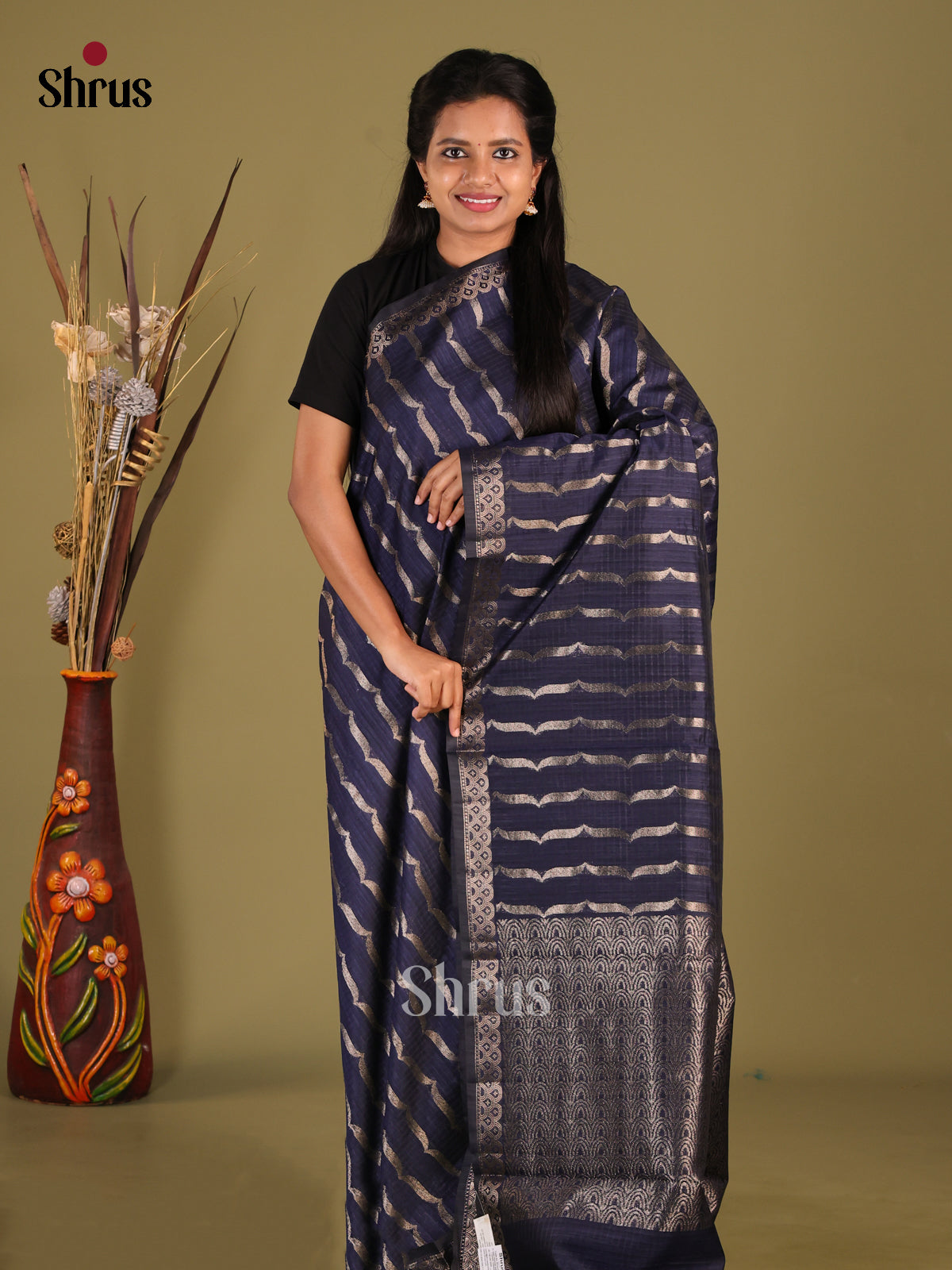 Blue - Semi Jute Saree