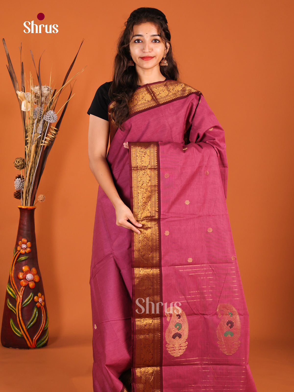 Pink & Maroon- Chettinad Cotton Saree