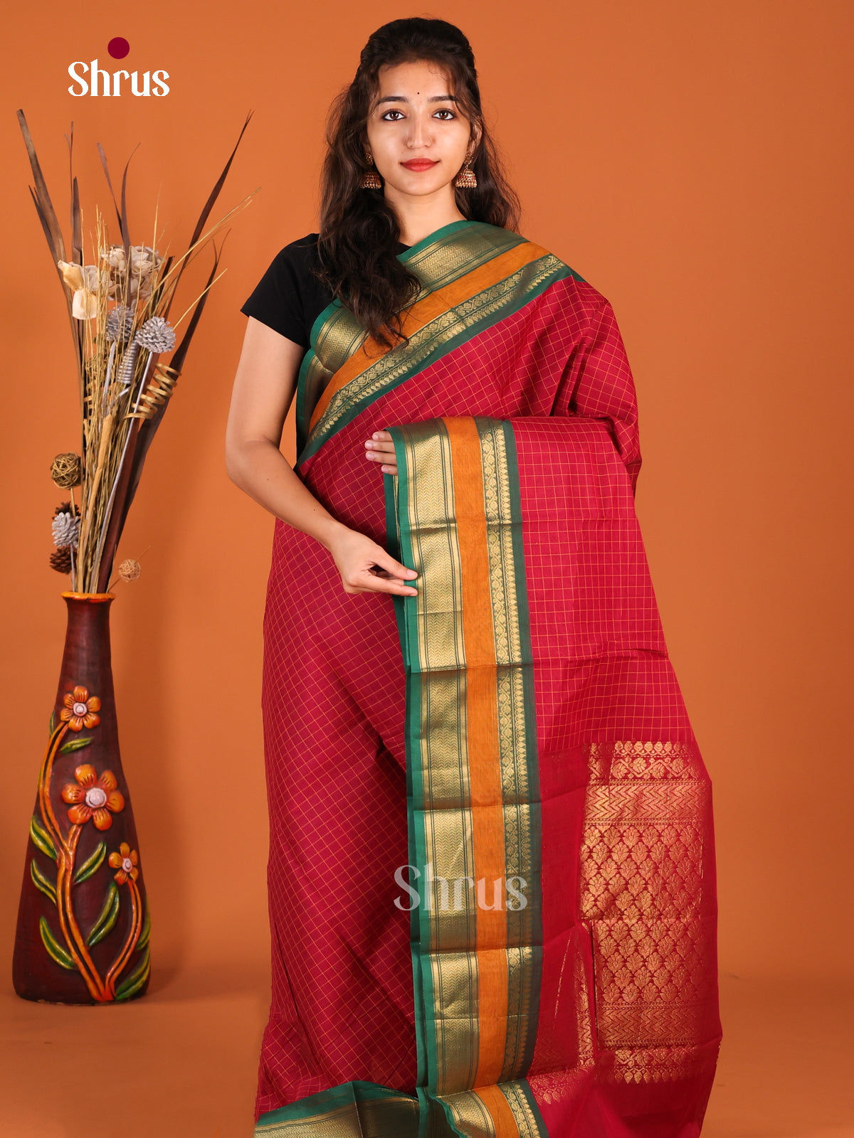 Red & Green- Chettinad Cotton Saree