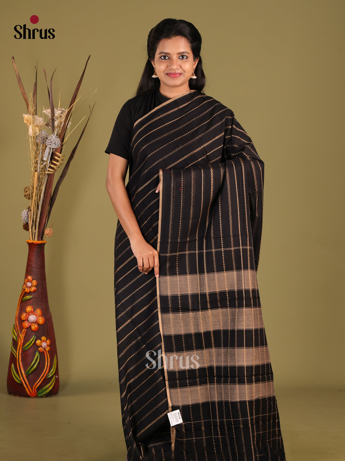 Black - Narayanpet Cotton Saree