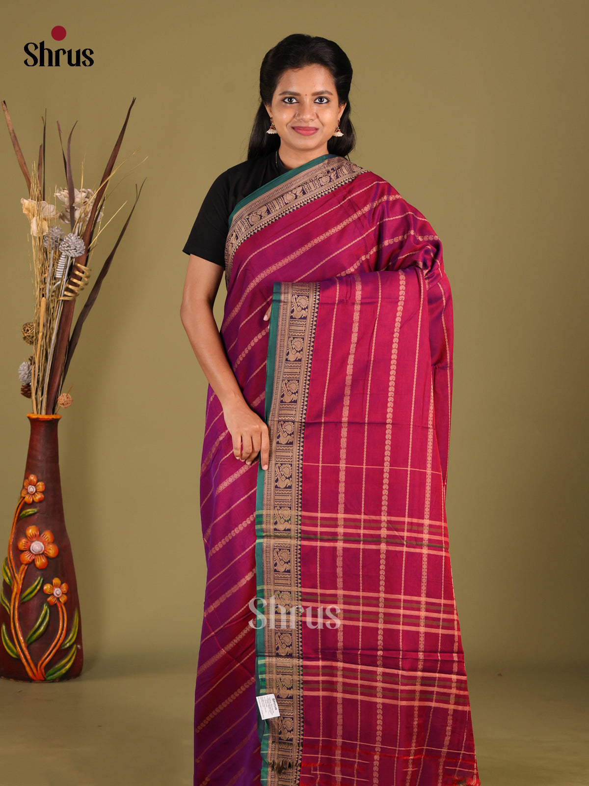 Maroon & Green- Narayanpet Cotton Saree