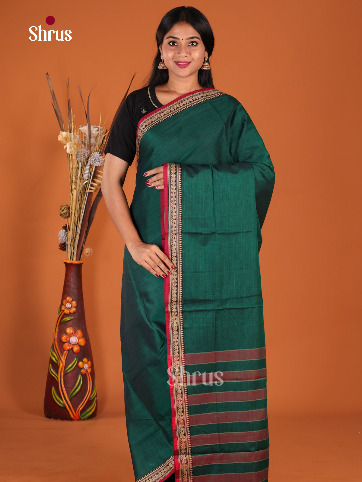Green & Maroon- Narayanpet Cotton Saree