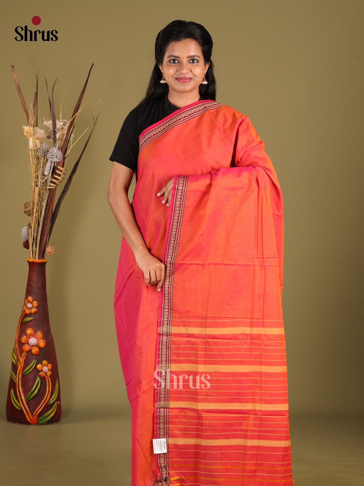 Orange & Pink - Narayanpet Cotton Saree