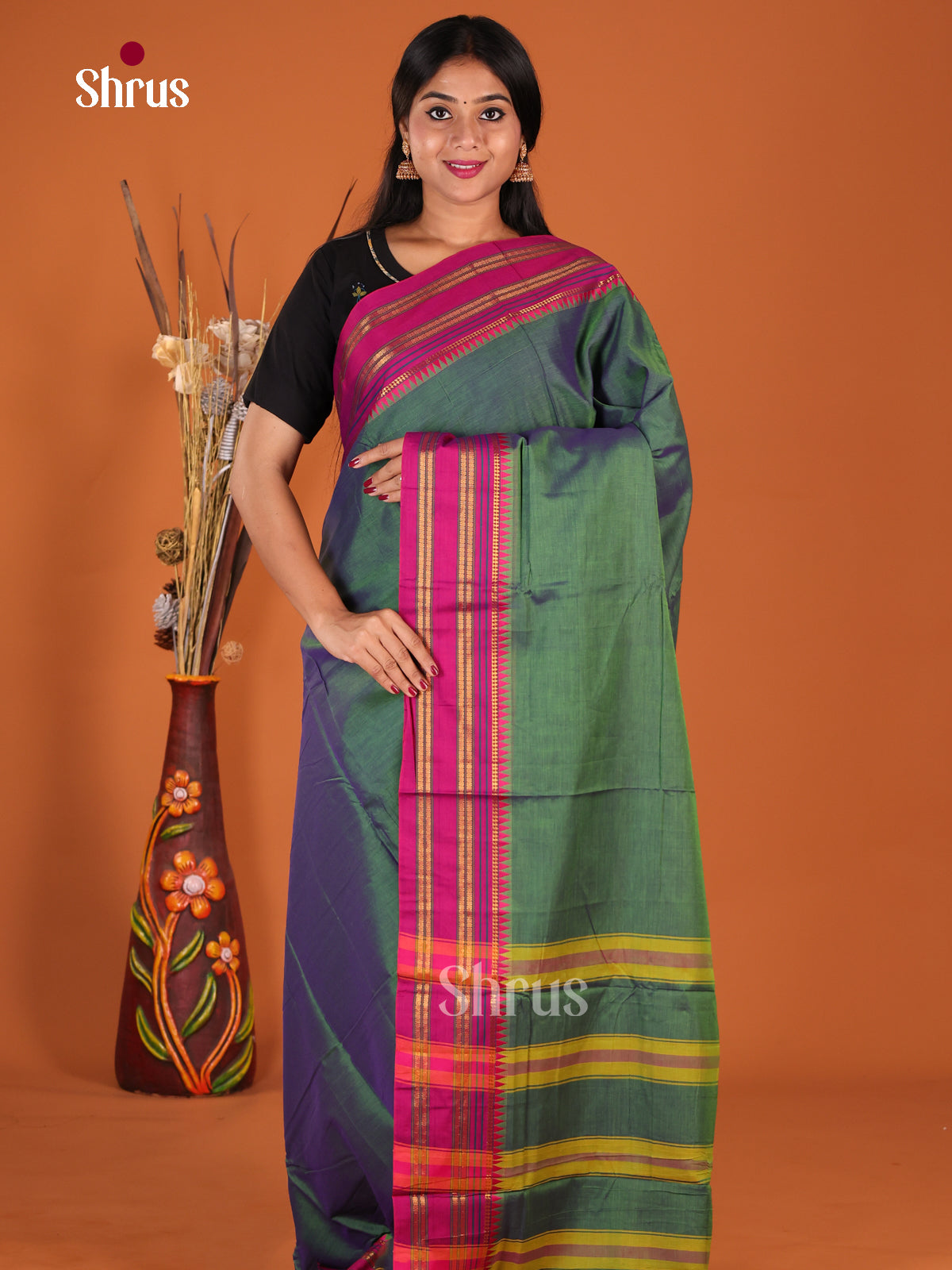 Green & Purple- Narayanpet Cotton Saree