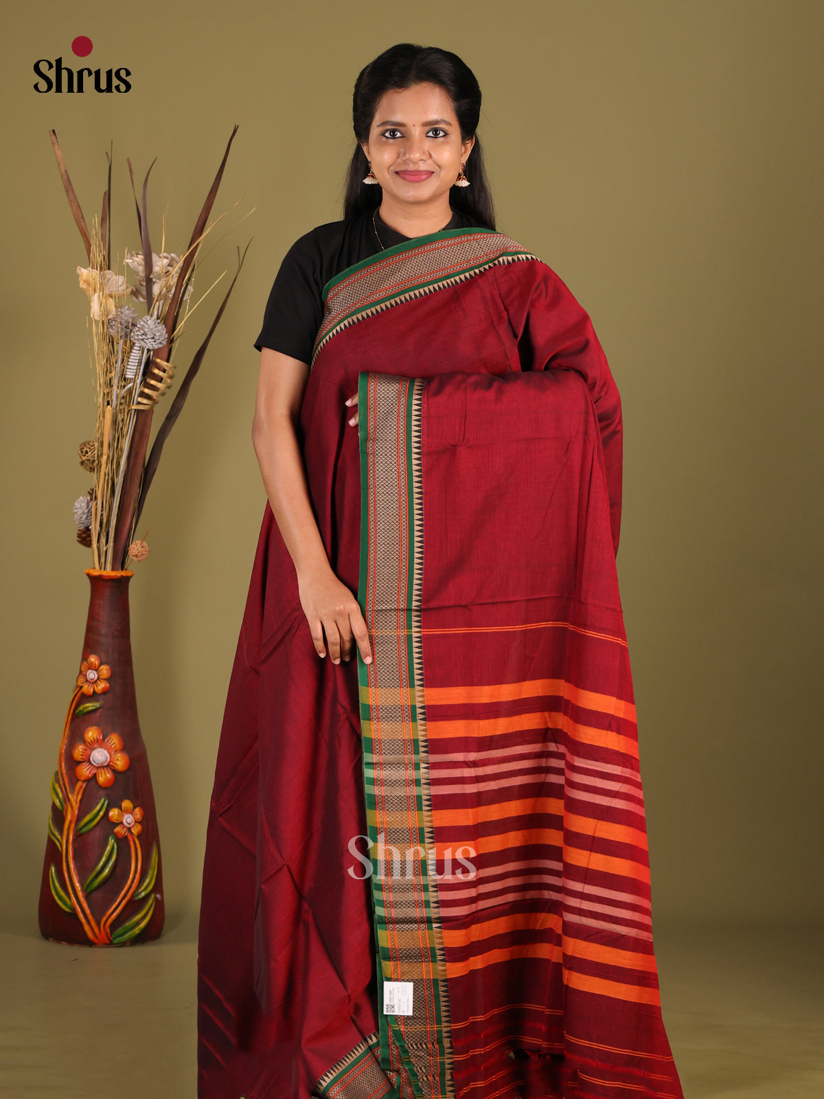 Maroon & Green- Narayanpet Cotton Saree
