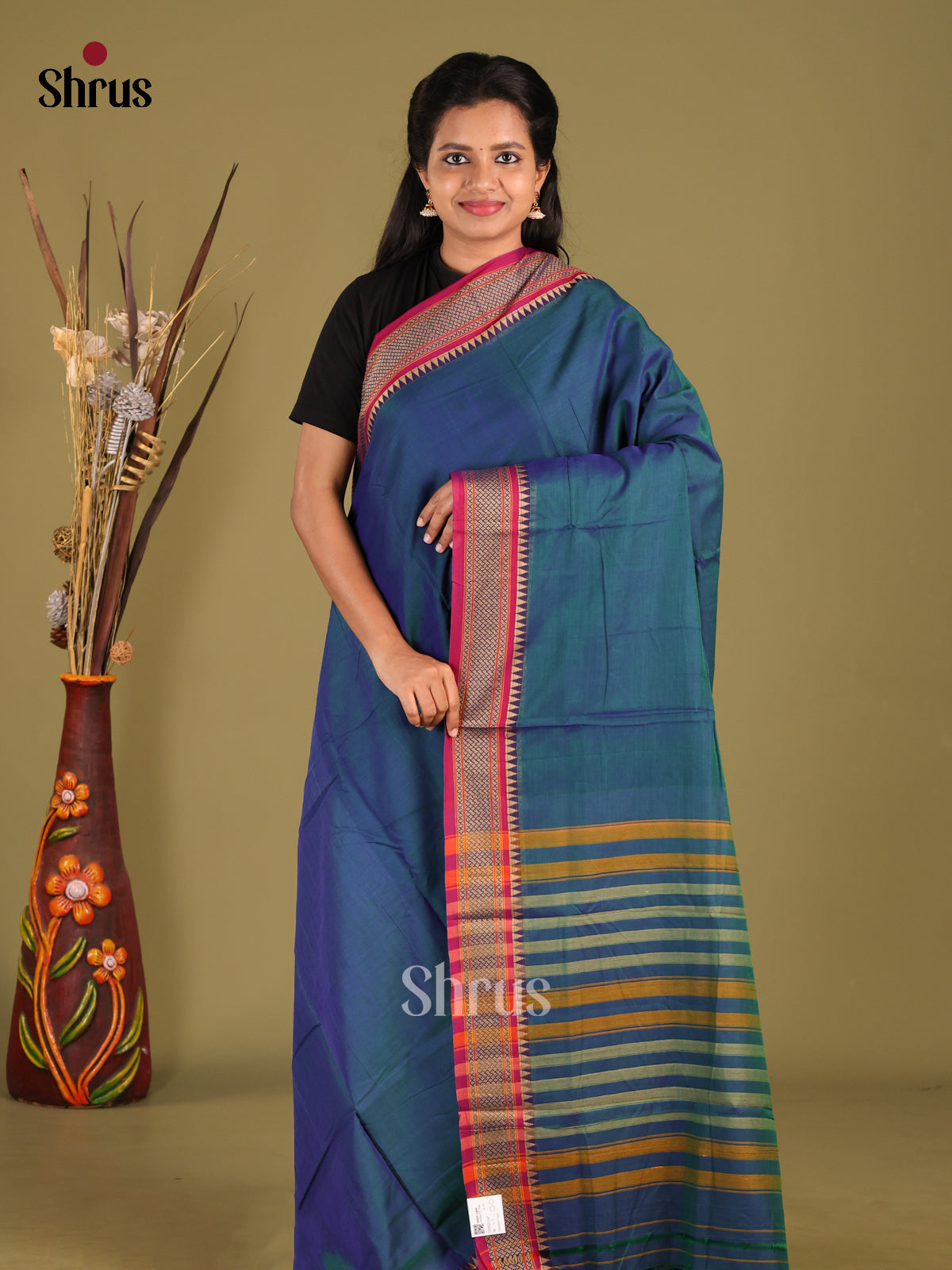 Blue & Maroon- Narayanpet Cotton Saree