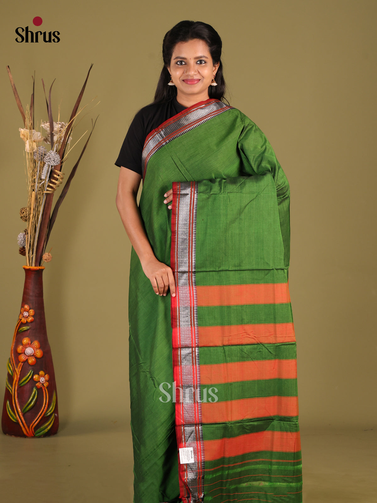 Green & Maroon - Narayanpet Cotton Saree