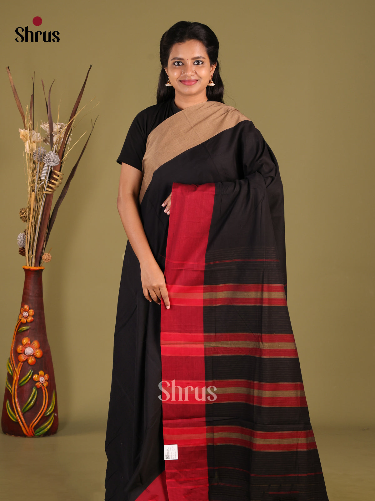 Black & Red - Narayanpet Cotton Saree