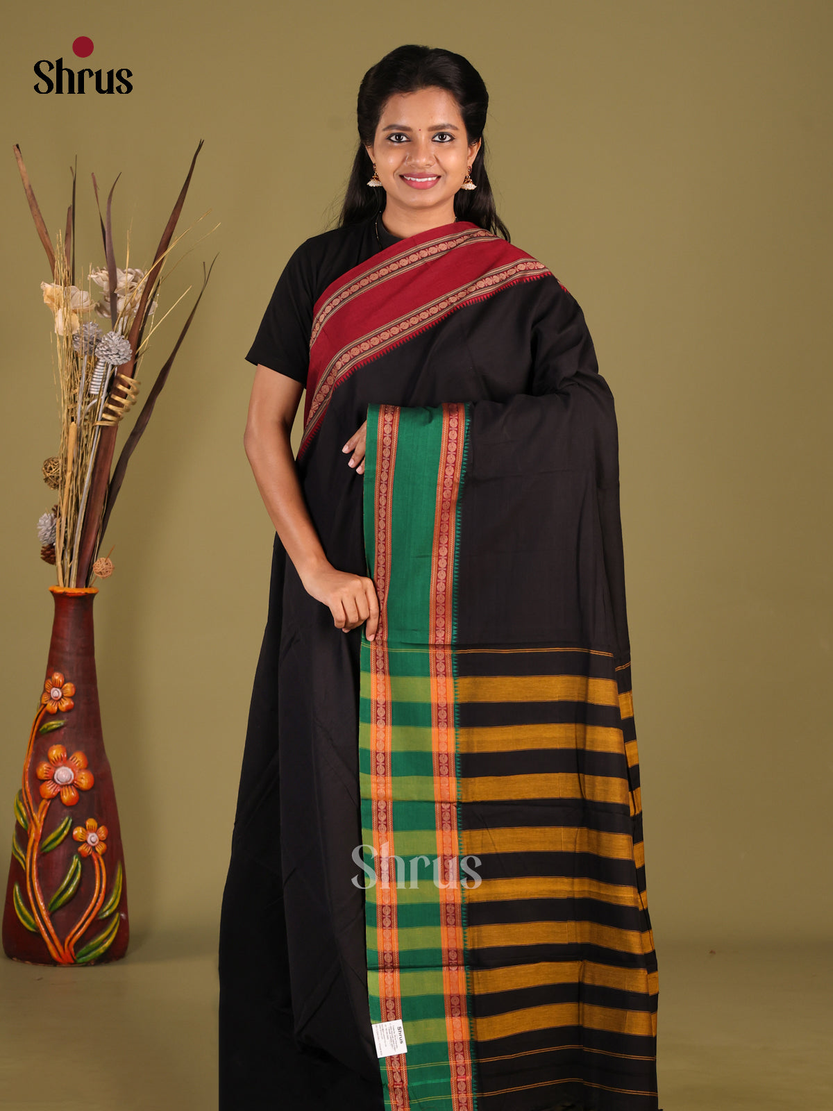 Black & Green - Narayanpet Cotton Saree