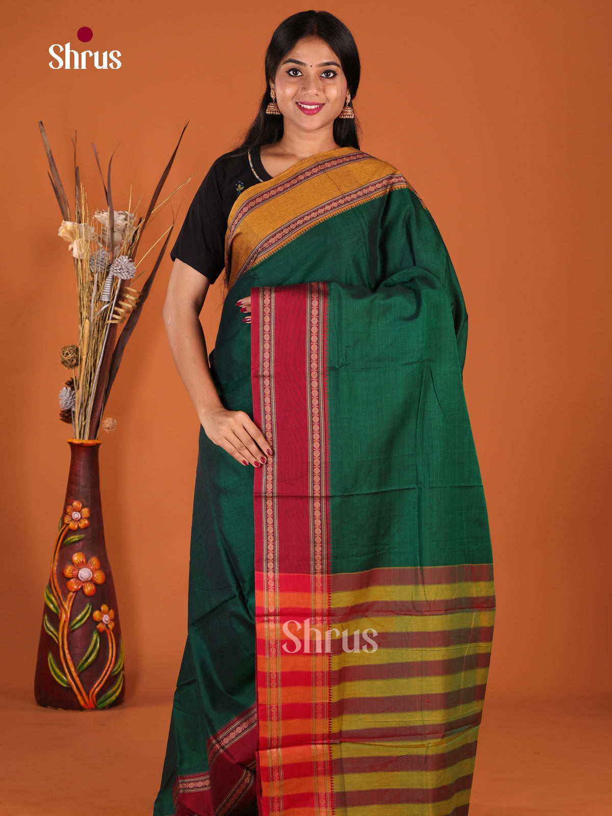 Green & Maroon - Narayanpet Cotton Saree