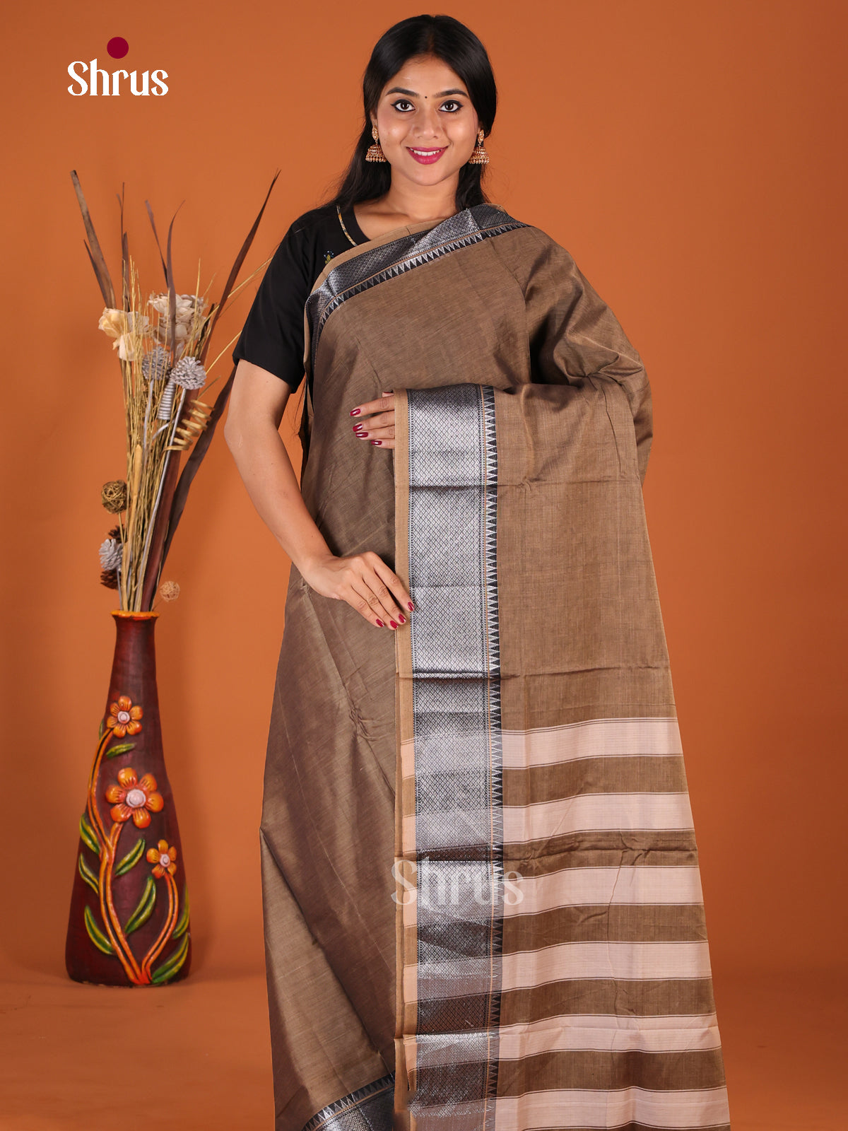 Brown - Narayanpet Cotton Saree