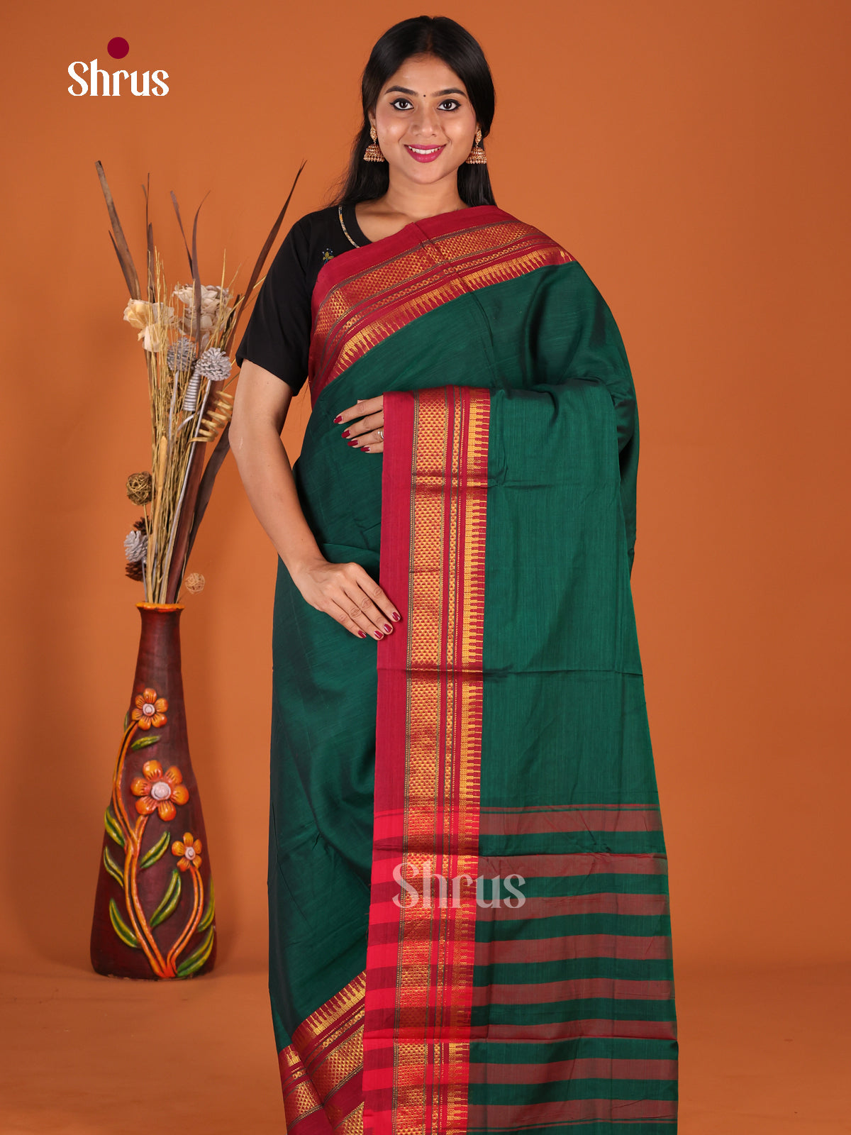 Green & Red- Narayanpet Cotton Saree