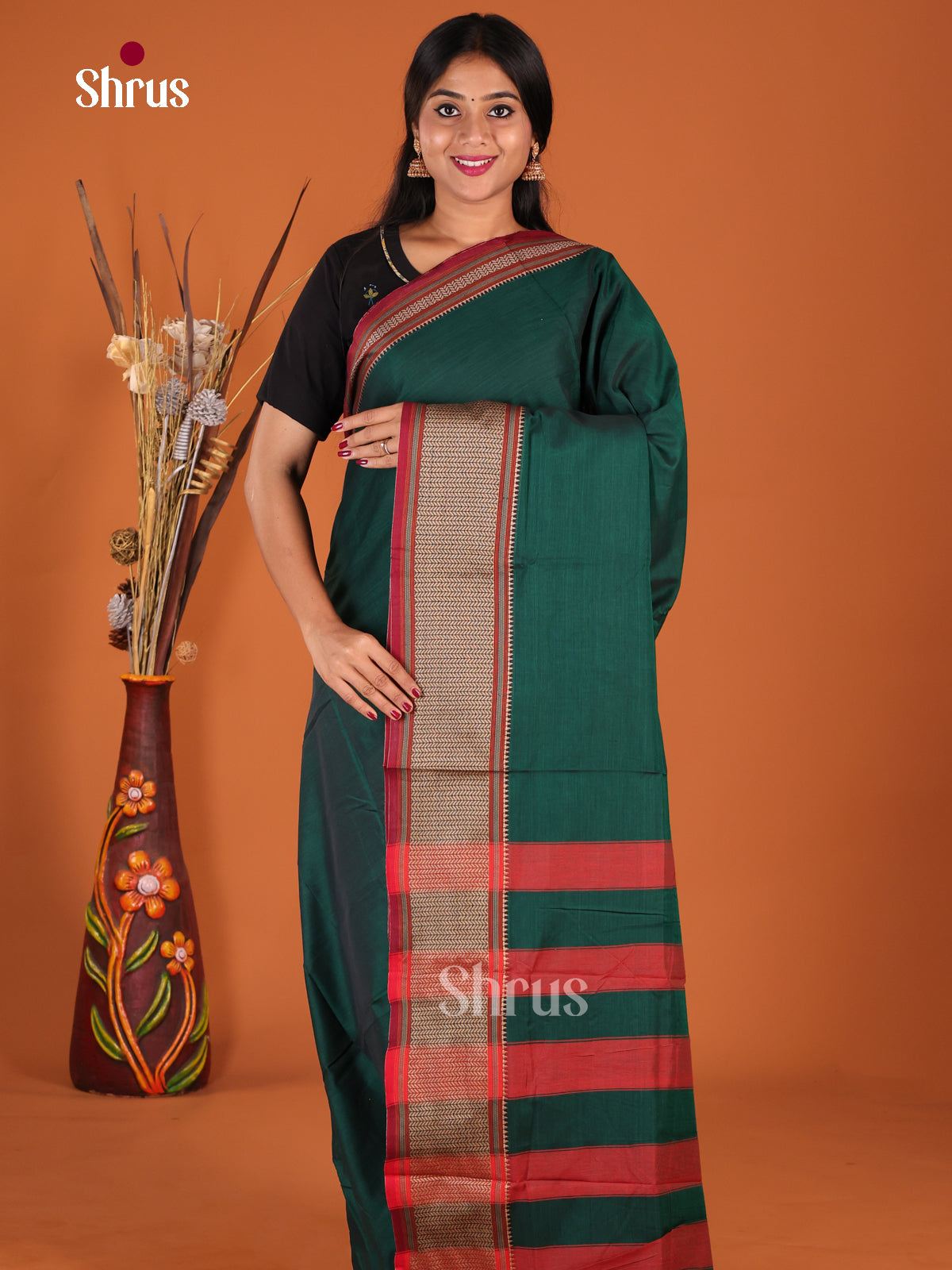 Green & Maroon - Narayanpet Cotton Saree