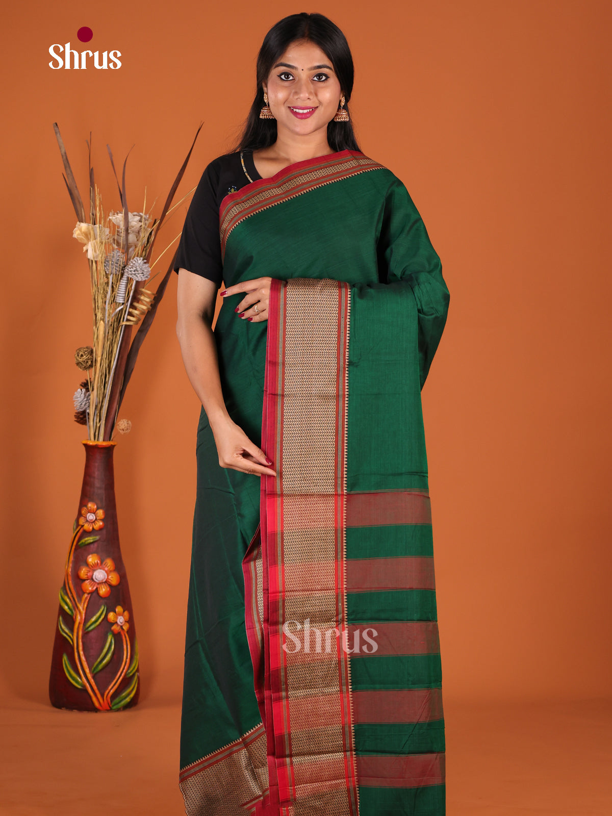 Green & maroon - Narayanpet Cotton Saree