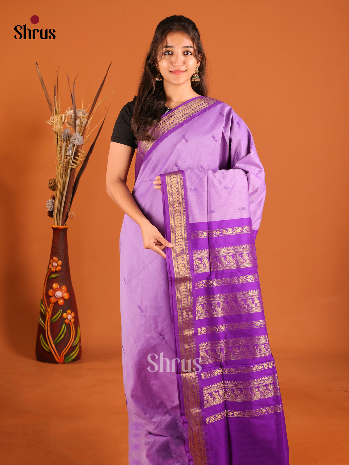 Lavender & Purple - Kalyani Cotton Saree - Shop on Shrus.com
