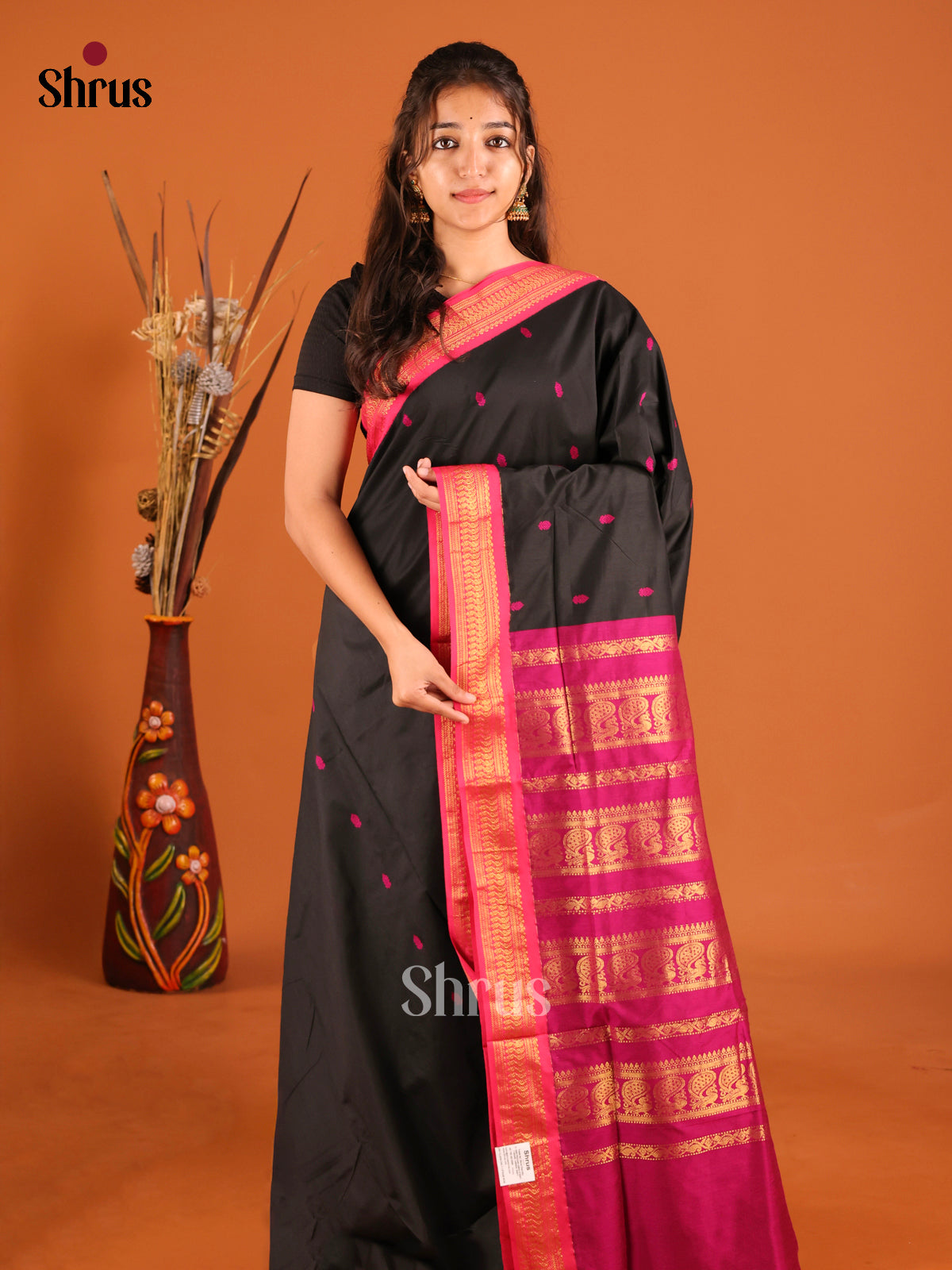 Black & Pink - Kalyani Cotton Saree