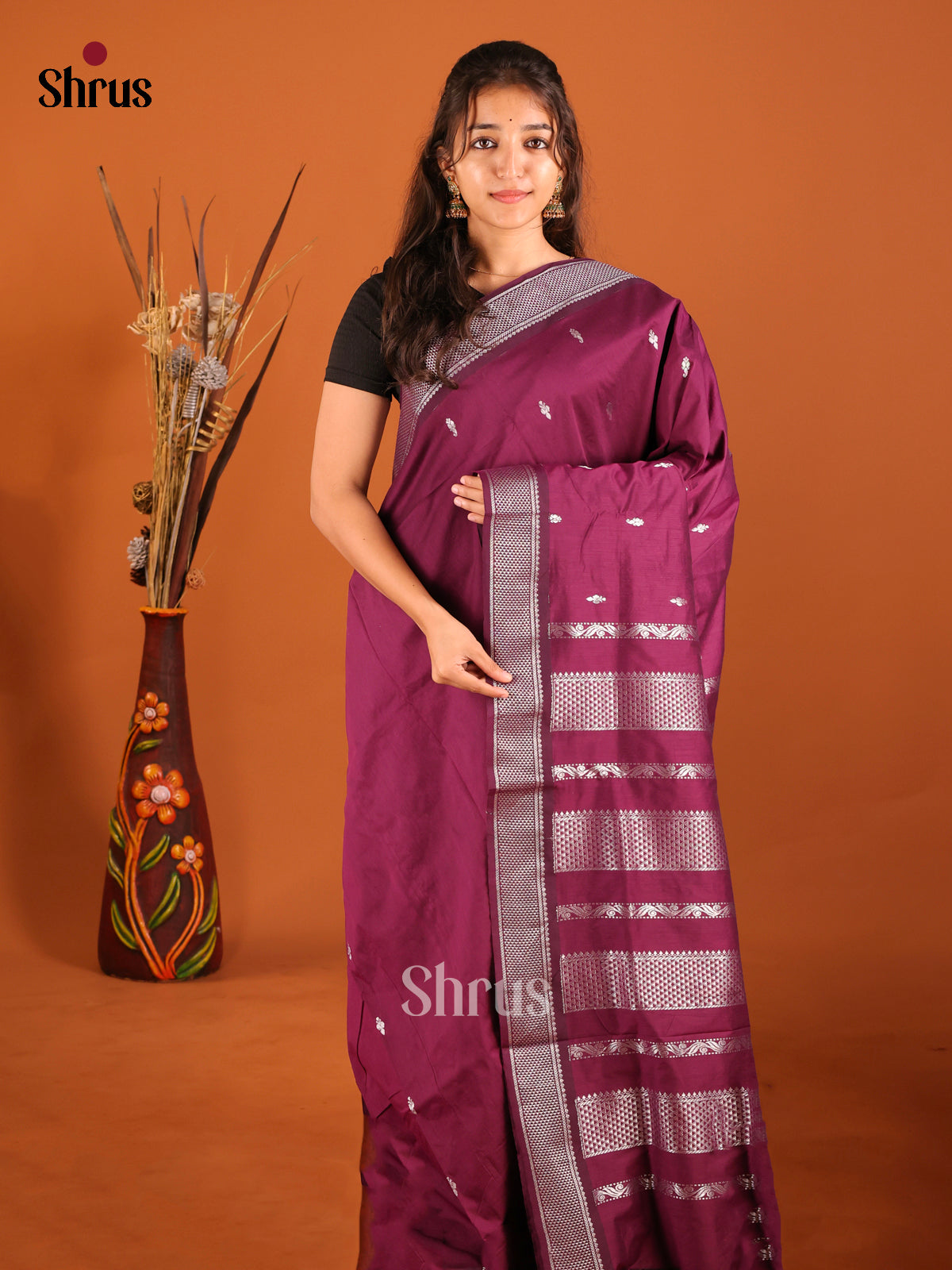 Purple - Kalyani Cotton Saree - Shop on Shrus.com