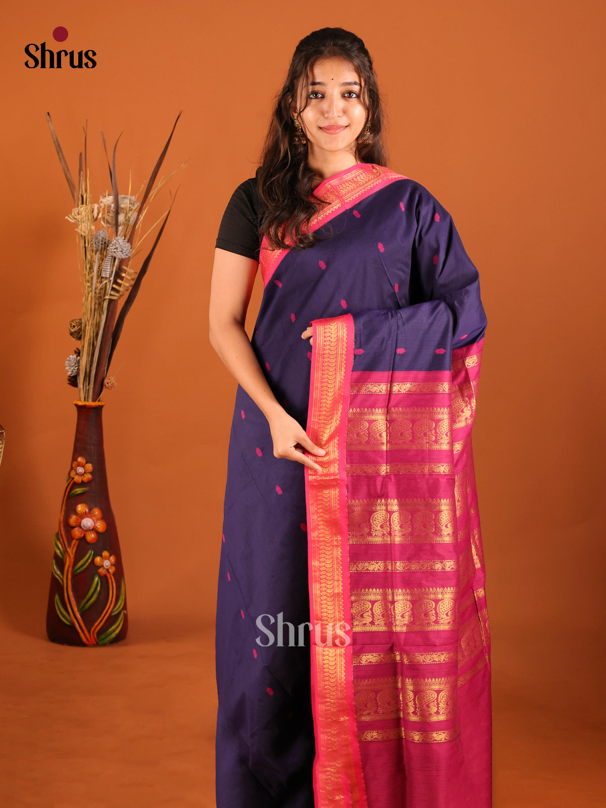 Blue & Pink - Kalyani Cotton Saree