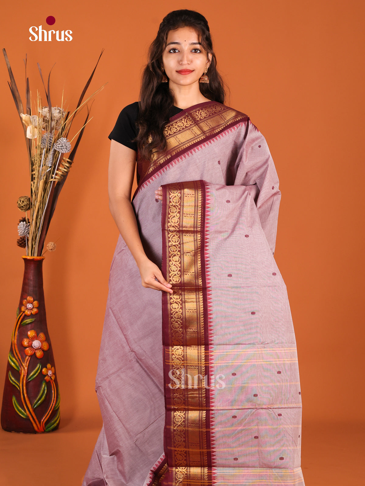 Lavender & Maroon - Chettinad Cotton Saree