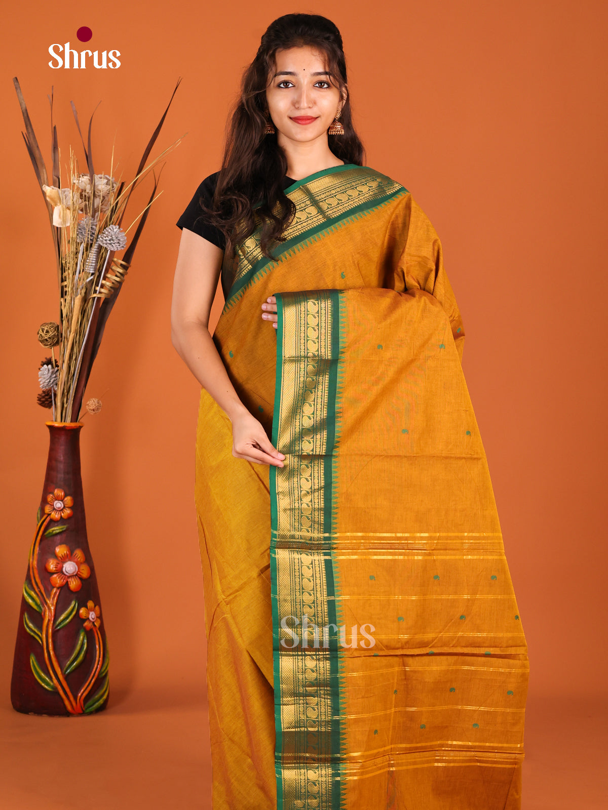 Mustard & Green- Chettinad Cotton Saree