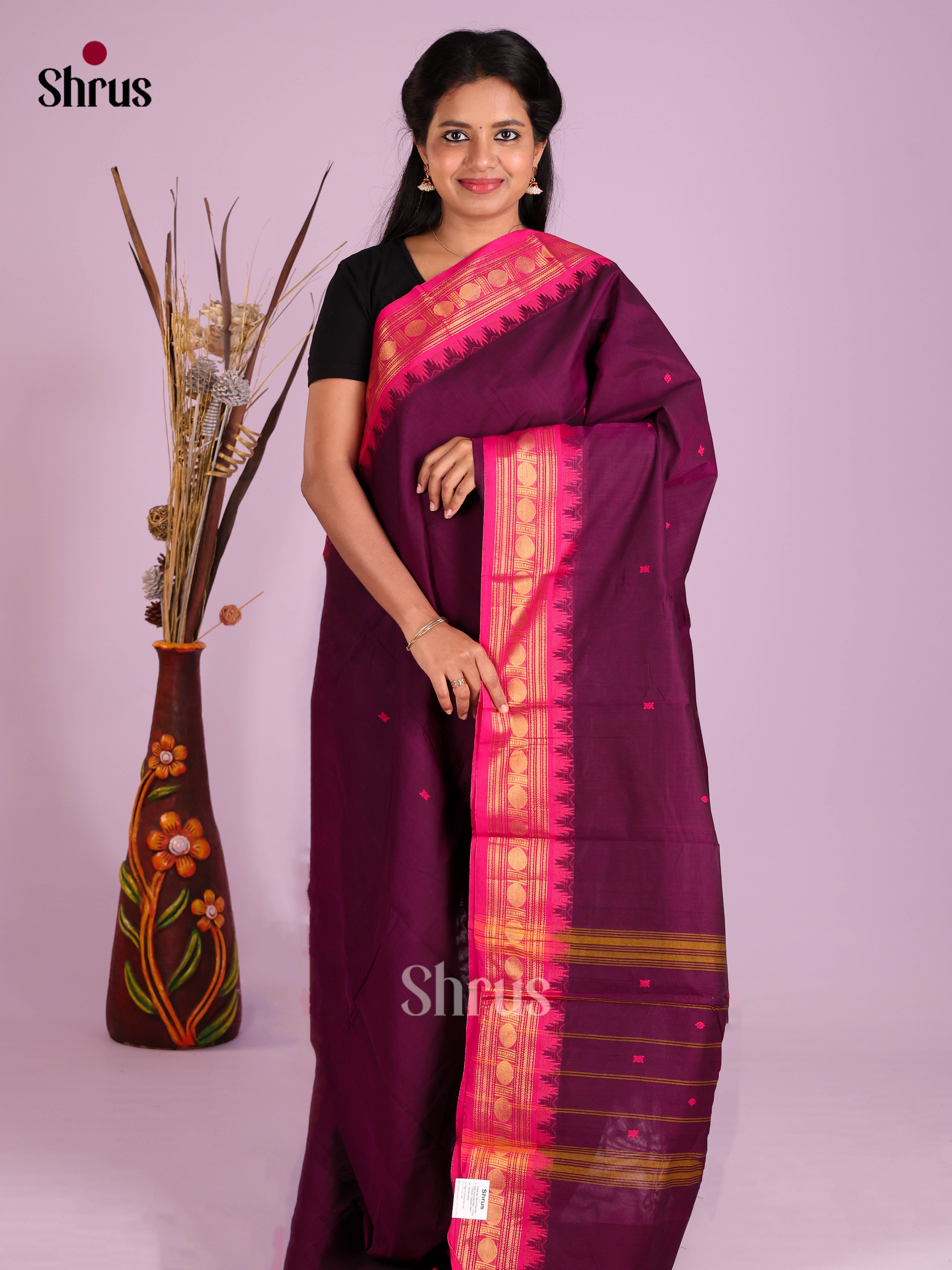 Violet & Pink- Chettinad Cotton Saree