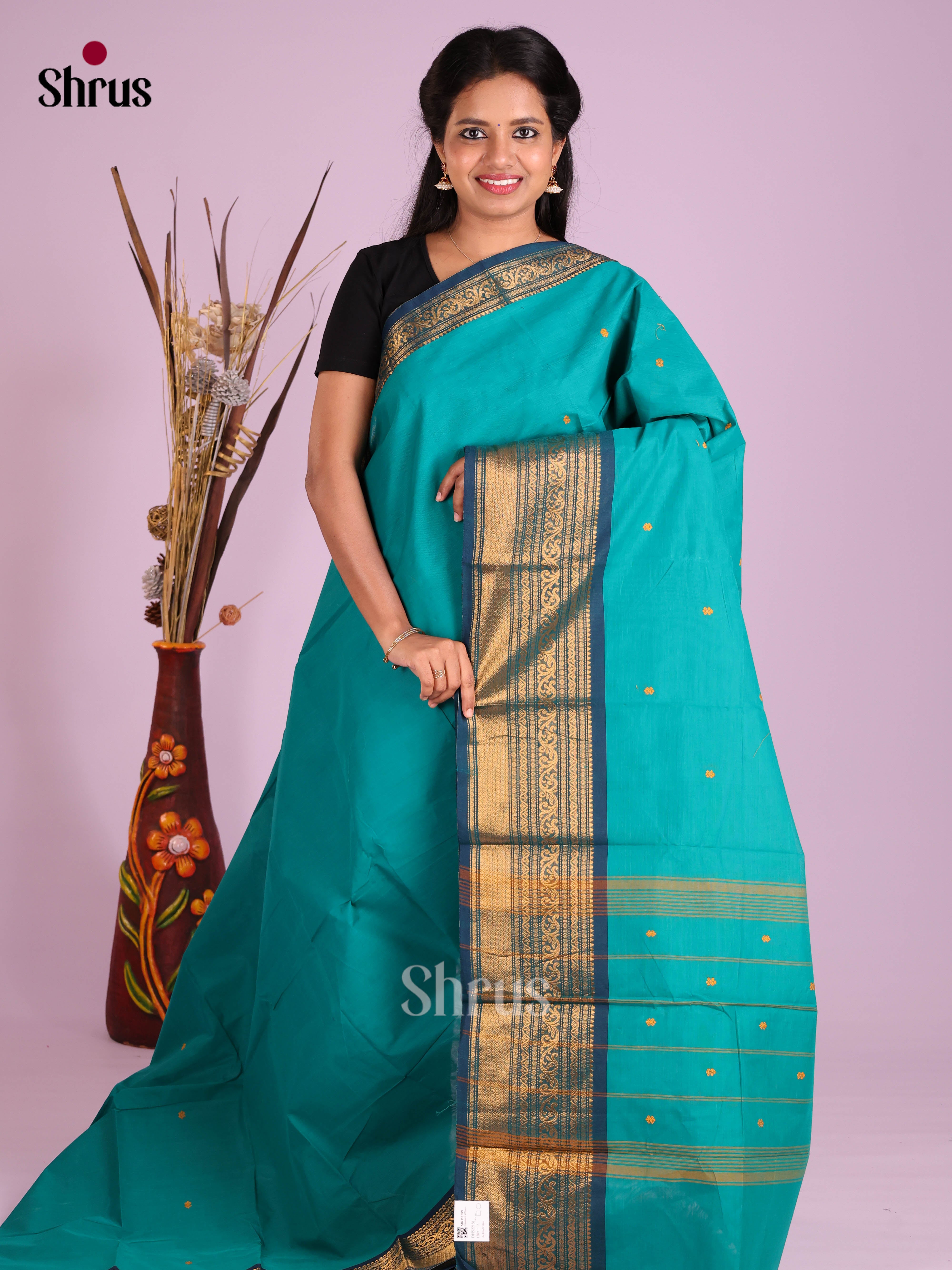 Teal & Blue - Chettinad Cotton Saree