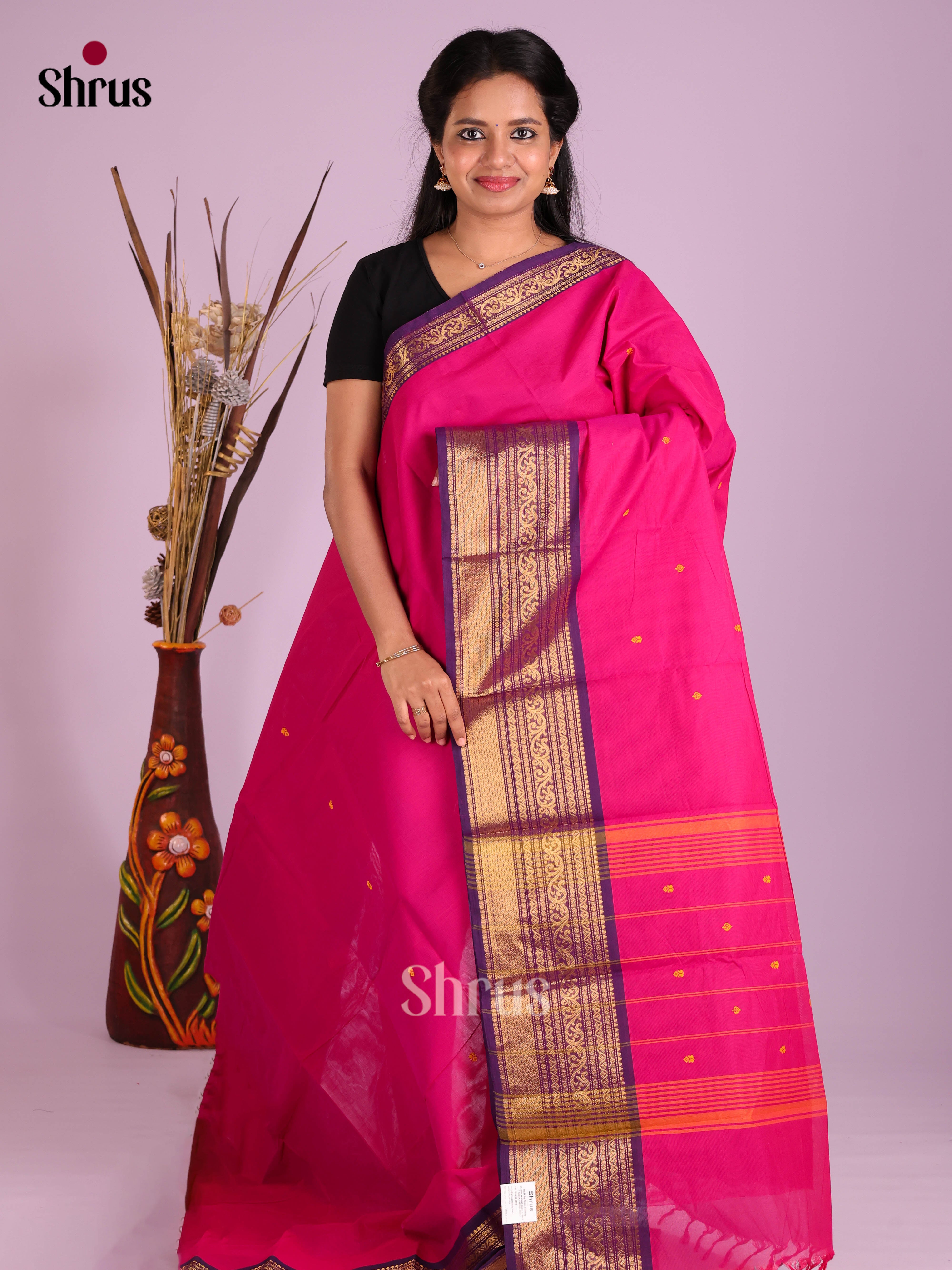 Pink & Violet- Chettinad Cotton Saree