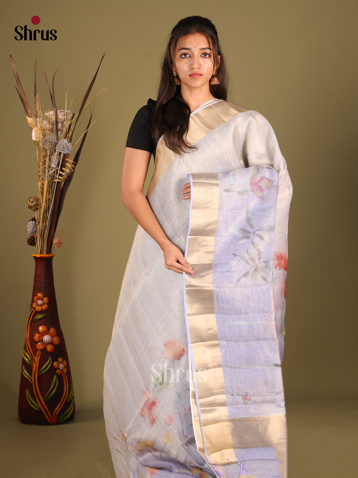 Lilac - Semi Organza Saree