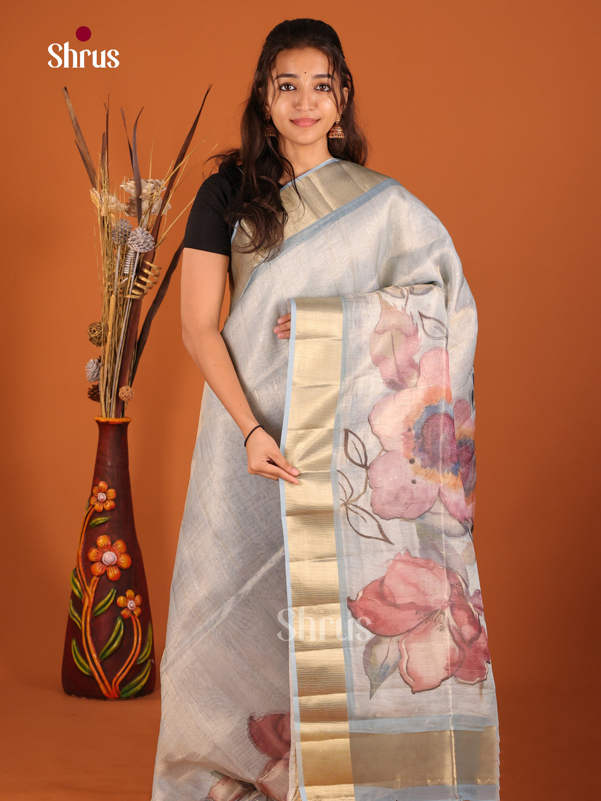 Light Blue - Semi Organza Saree