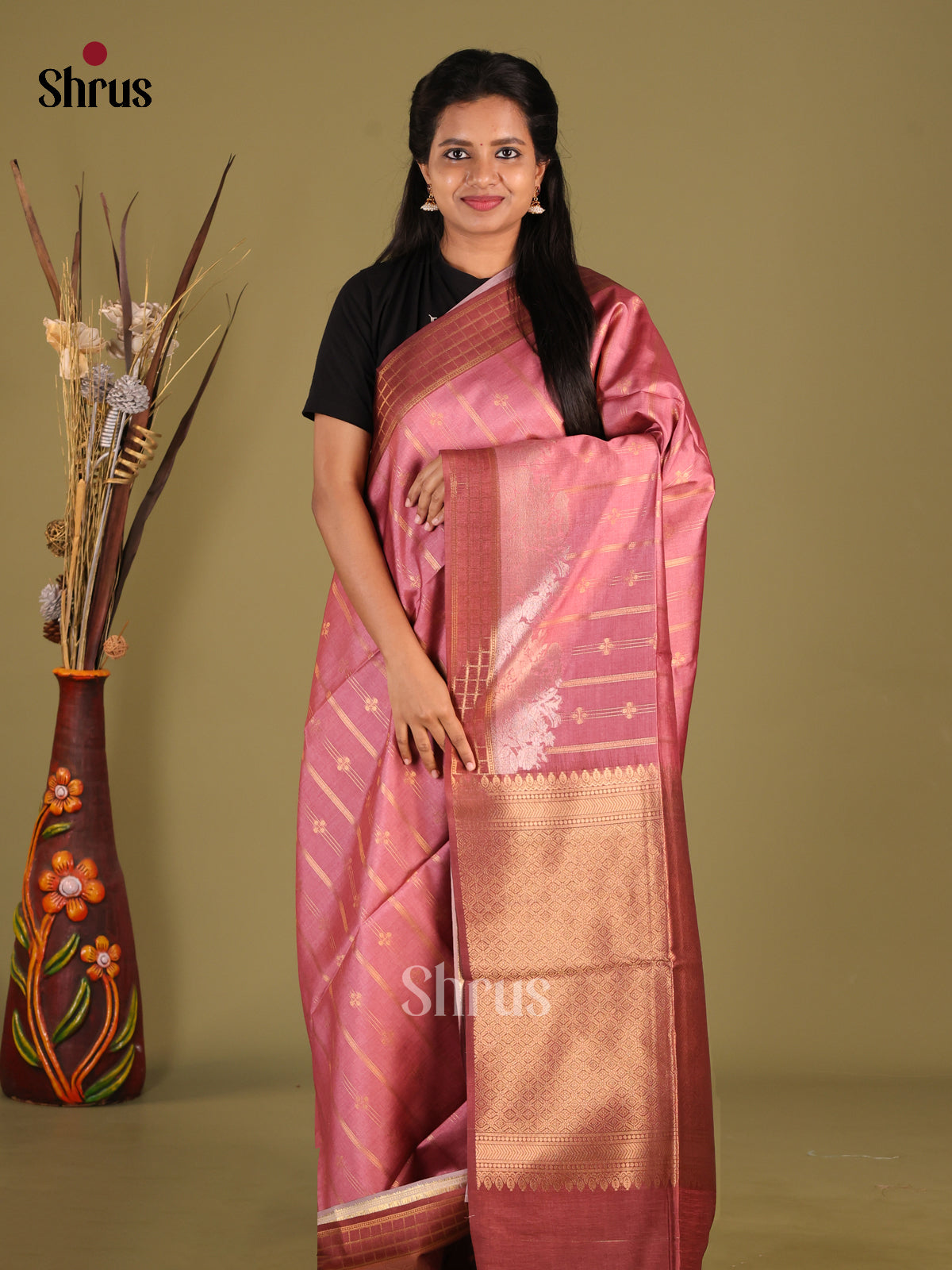 DHS23090 - Semi Tussar Saree - Shop on Shrus.com