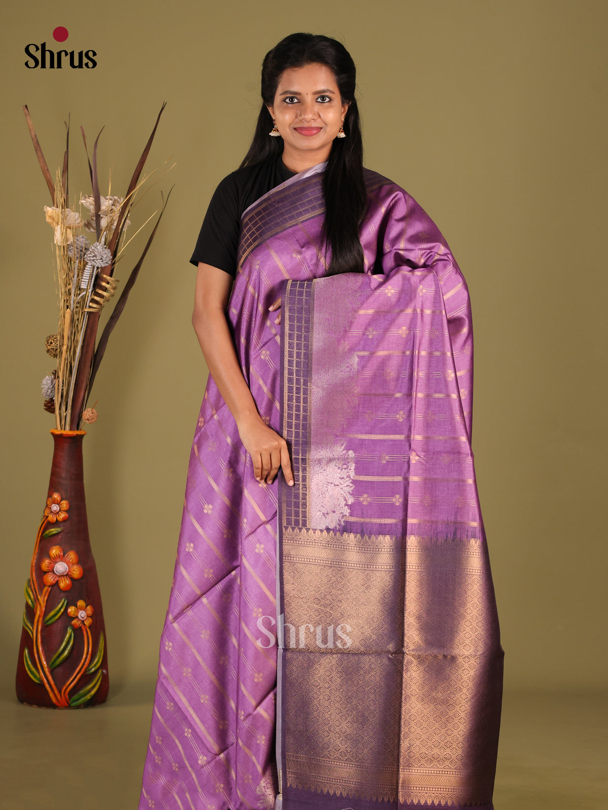 DHS23091 - Semi Tussar Saree - Shop on Shrus.com