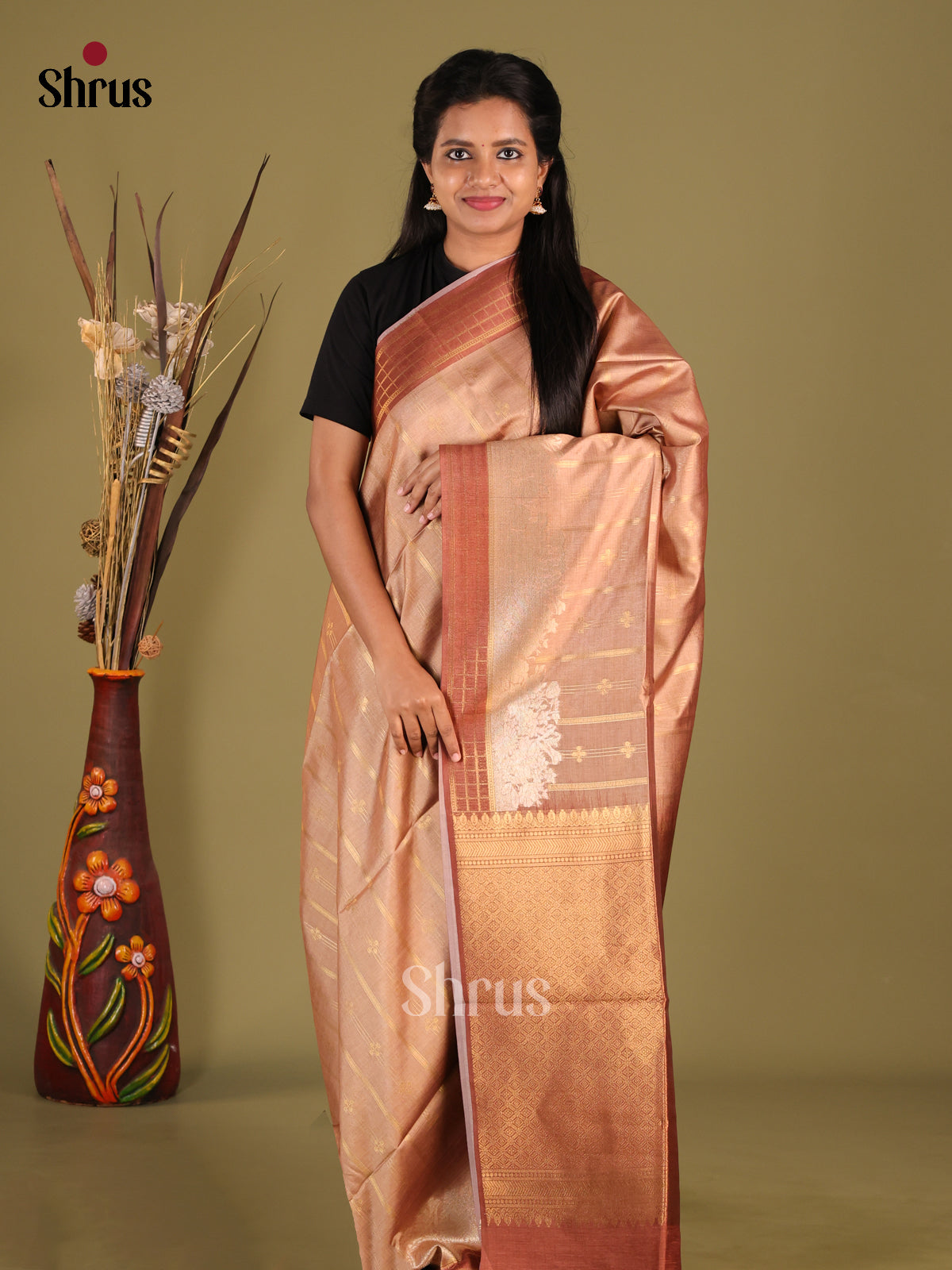 DHS23093 - Semi Tussar Saree - Shop on Shrus.com