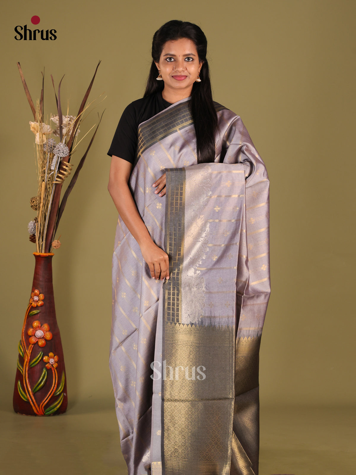 DHS23094 - Semi Tussar Saree - Shop on Shrus.com