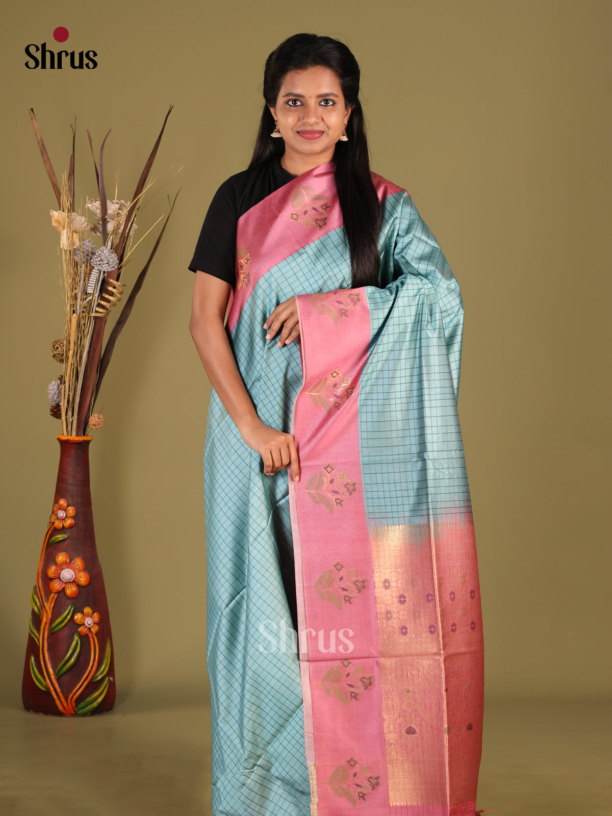 DHS23096 - Semi Tussar Saree - Shop on Shrus.com