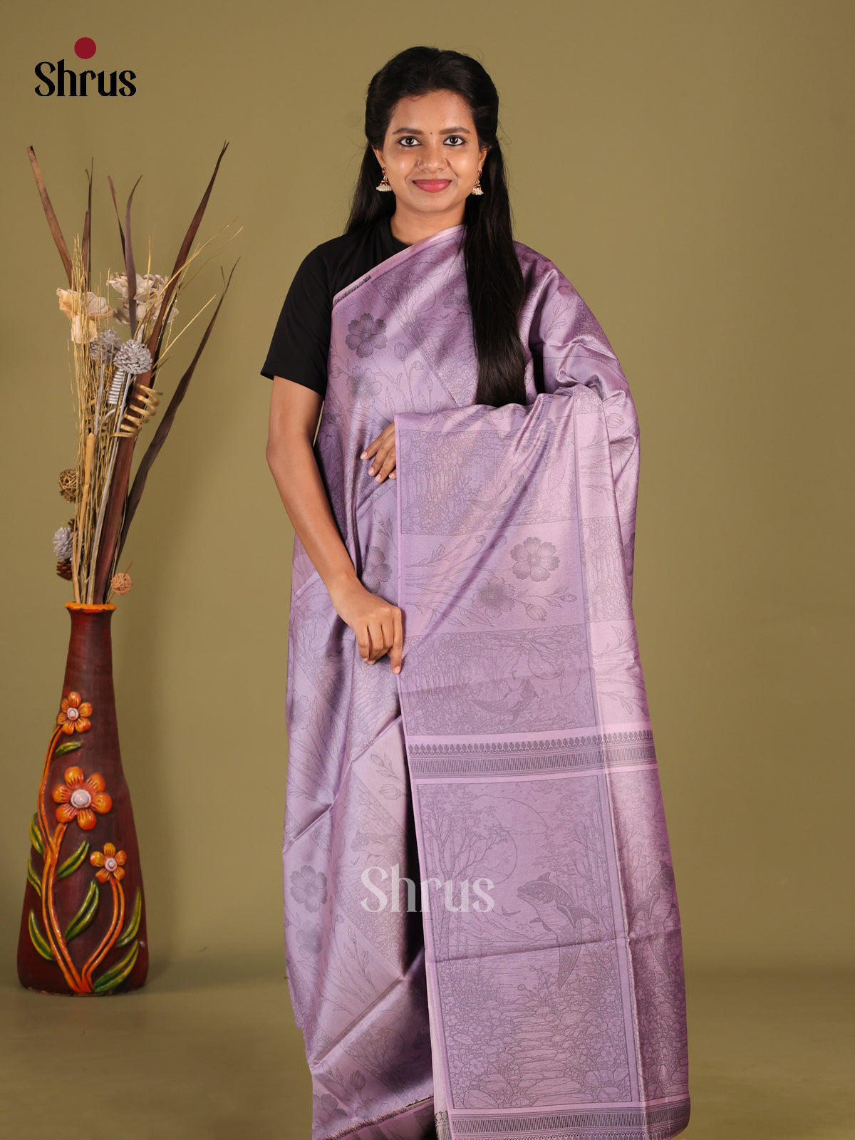 DHS23100 - Semi Tussar Saree - Shop on Shrus.com