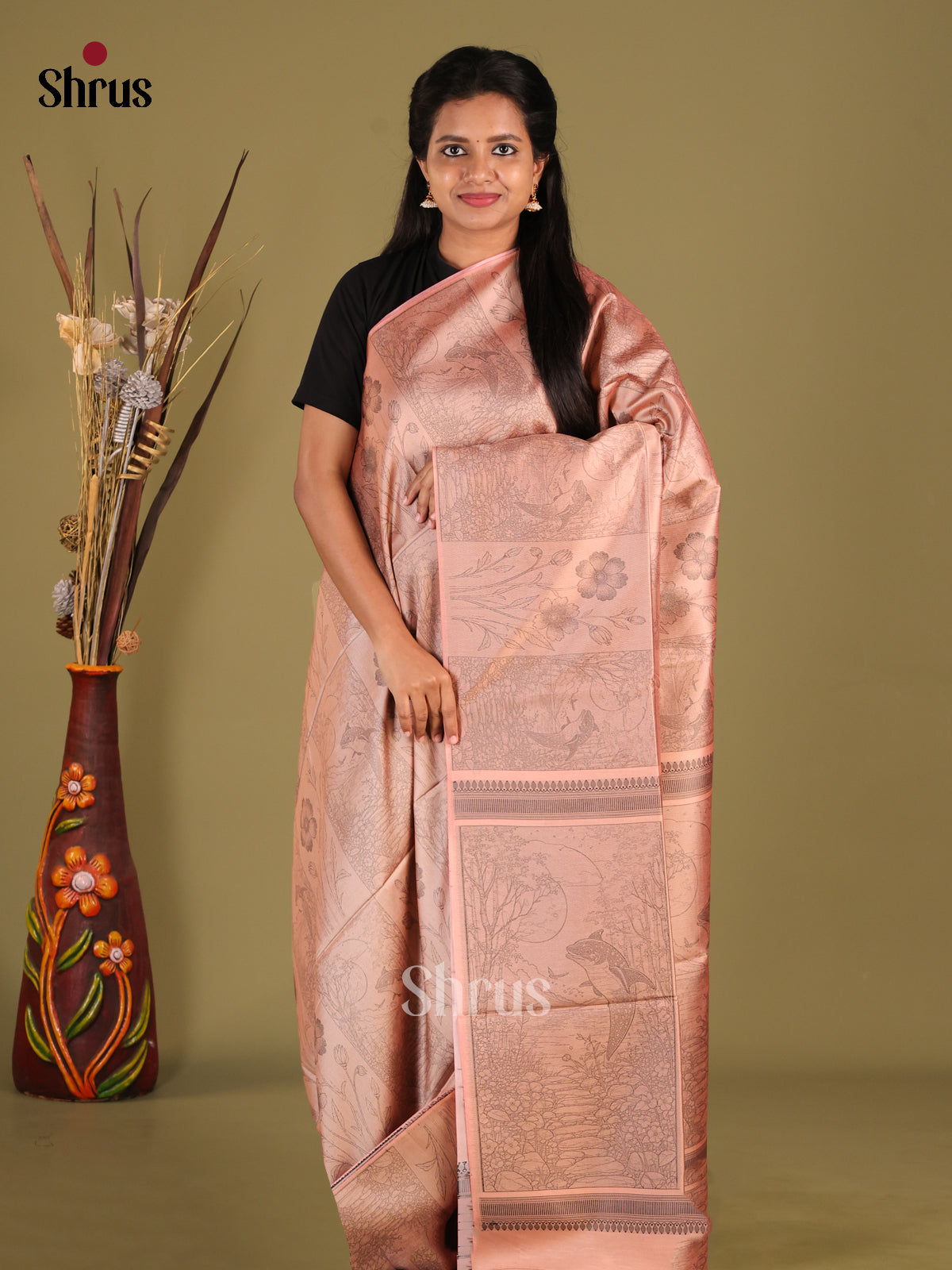 DHS23102 - Semi Tussar Saree - Shop on Shrus.com