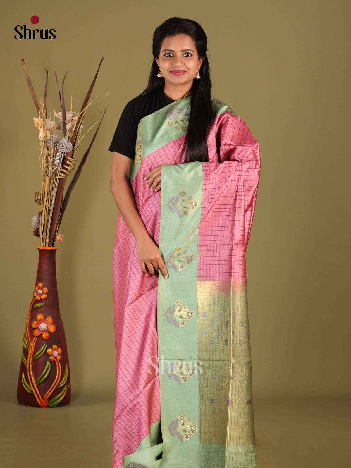 DHS23106 - Semi Tussar Saree - Shop on Shrus.com