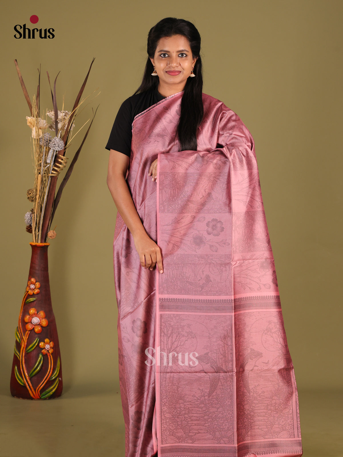 DHS23109 - Semi Tussar Saree - Shop on Shrus.com