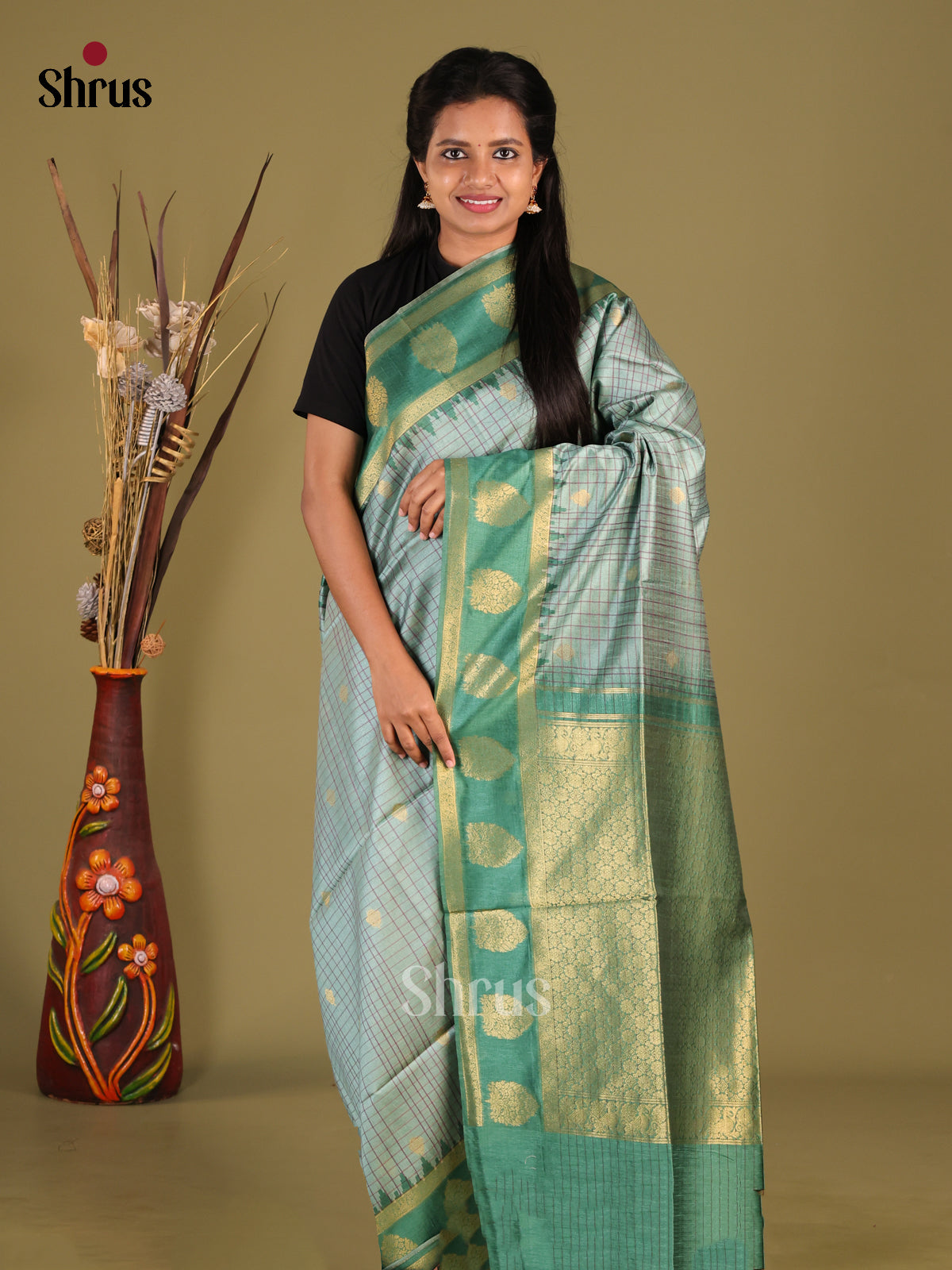 DHS23118 - Semi Tussar Saree - Shop on Shrus.com