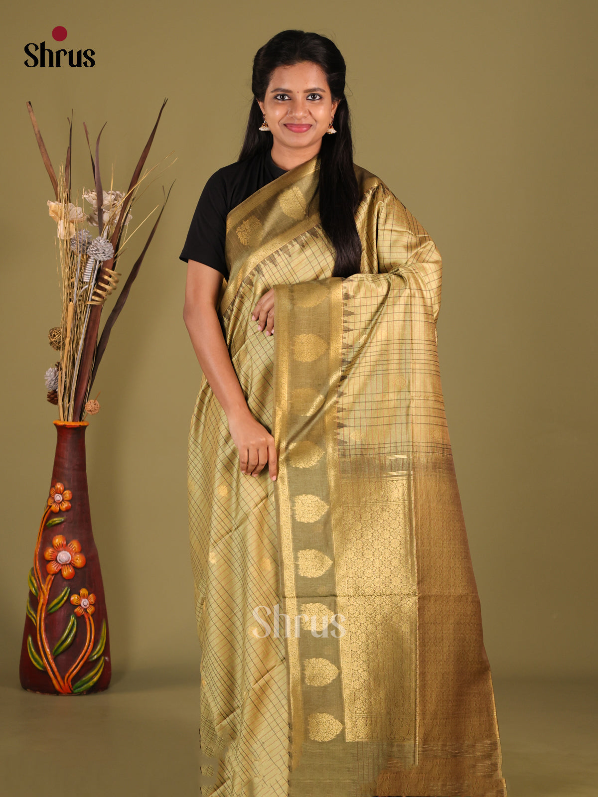 DHS23119 - Semi Tussar Saree - Shop on Shrus.com