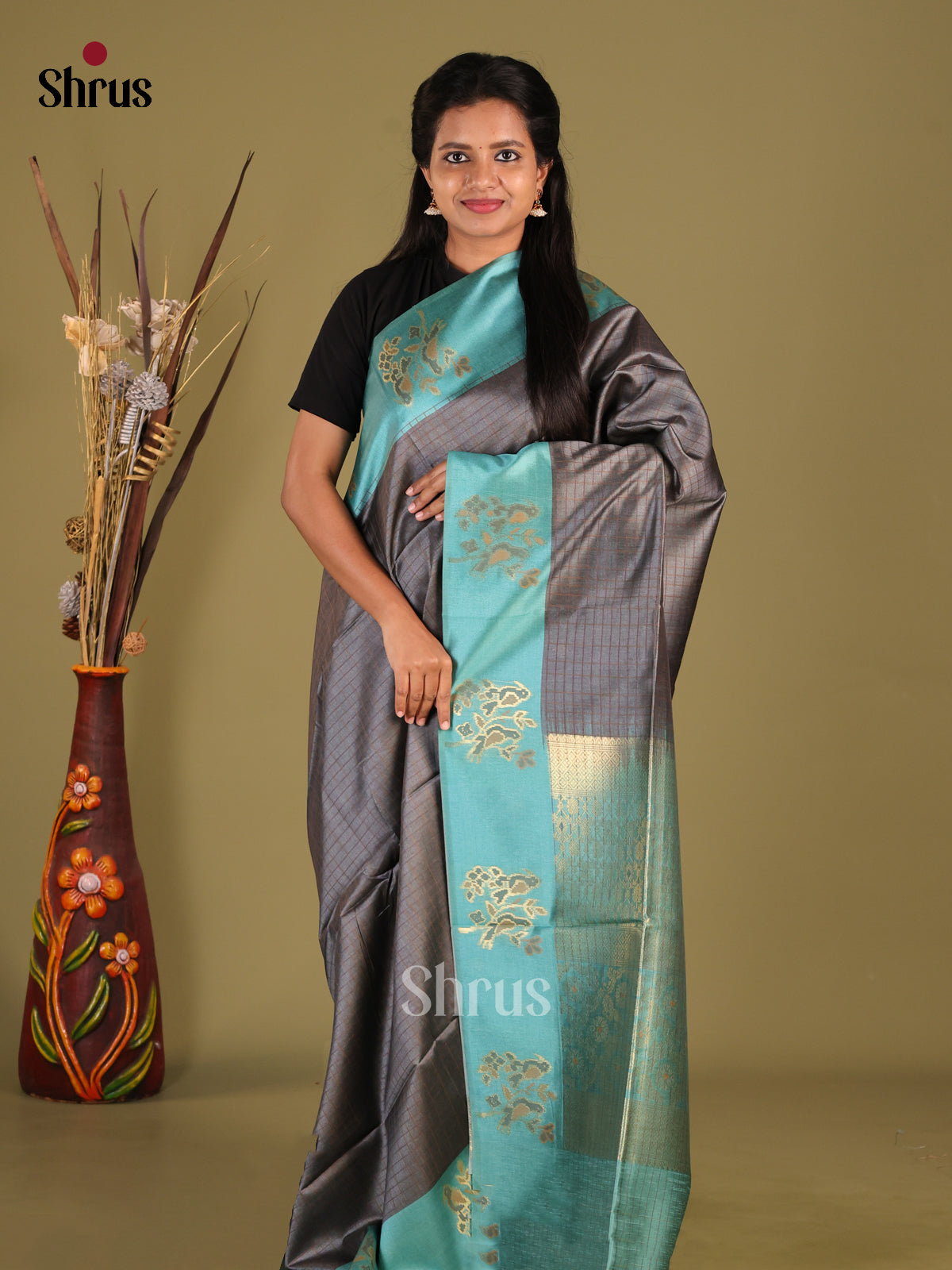 DHS23121 - Semi Tussar Saree - Shop on Shrus.com