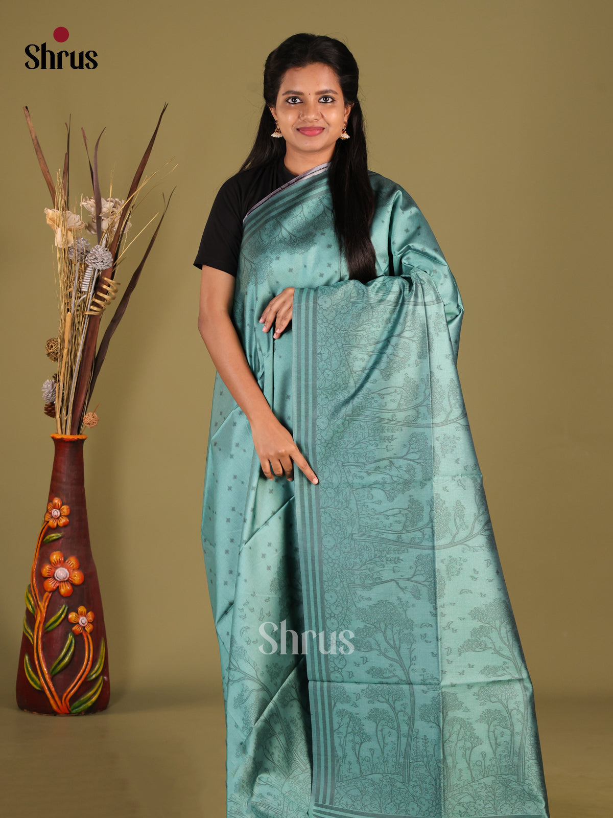 DHS23146 - Semi Tussar Saree - Shop on Shrus.com