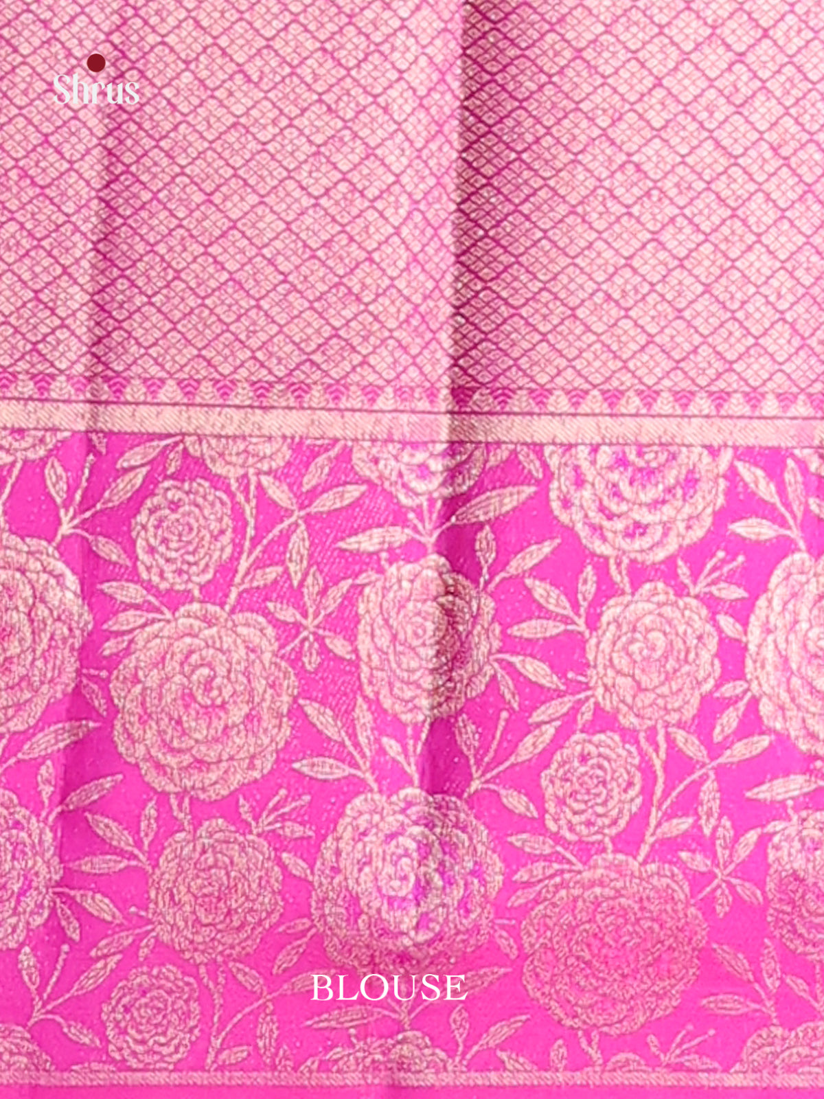 Vibrant Blue Kanjivaram silk Saree with floral nestling brocade & Pink Border -2