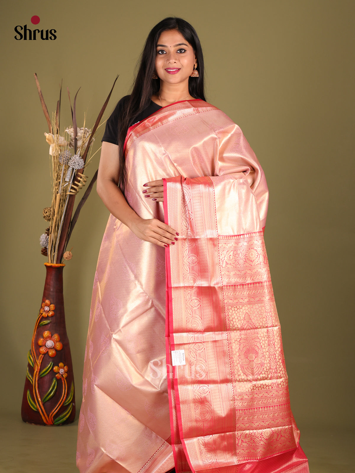 DHS23238 - Kanchipuram-halfpure Saree - Shop on Shrus.com