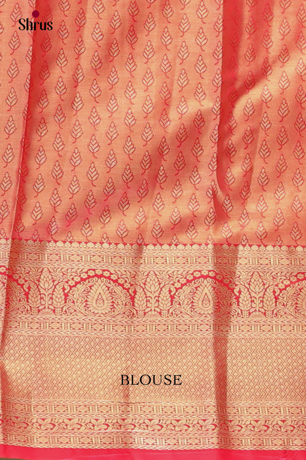 Peach & Red- Kanchipuram-halfpure Saree 2