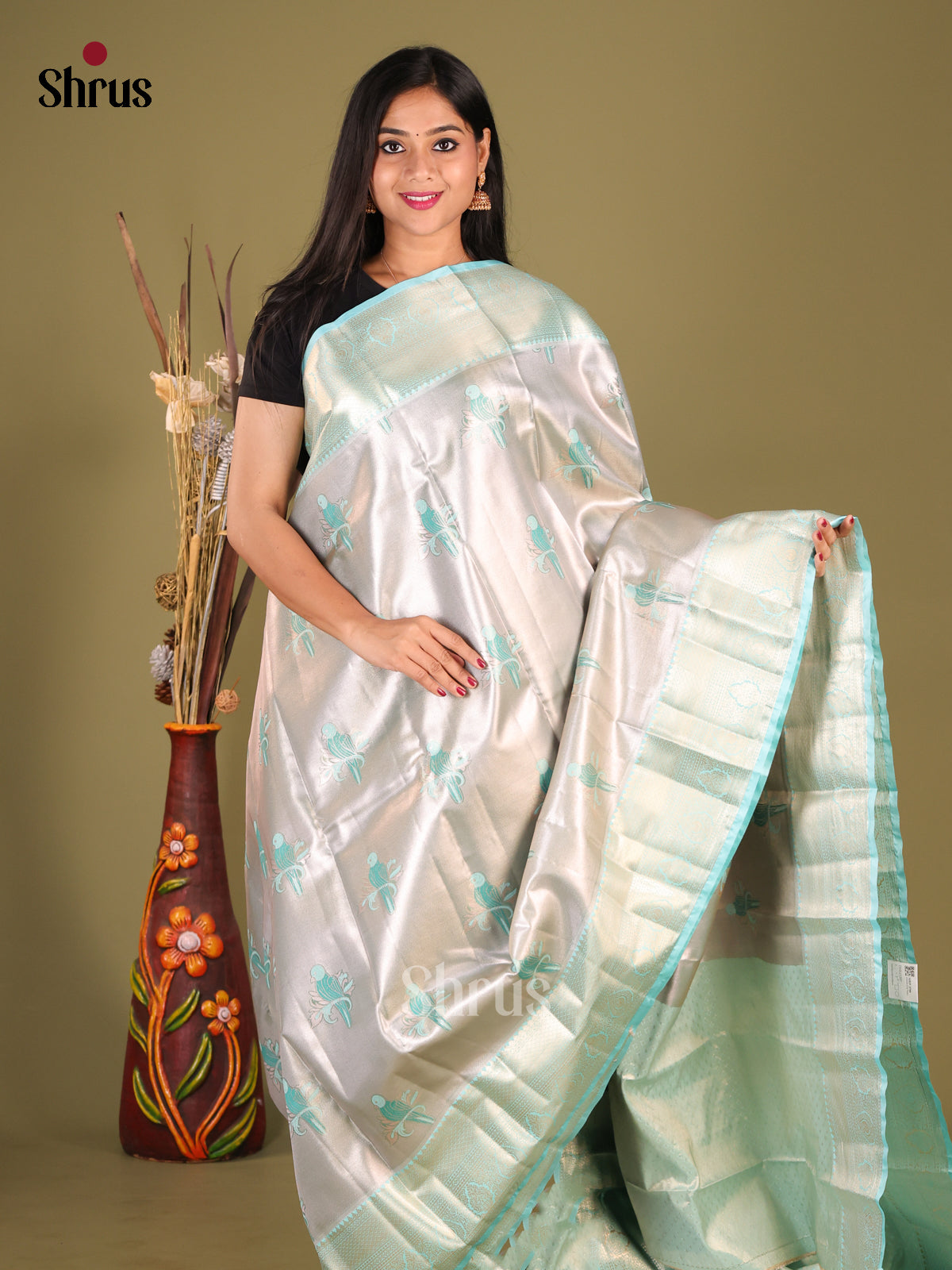 DHS23257 - Kanchipuram-halfpure Saree - Shop on Shrus.com