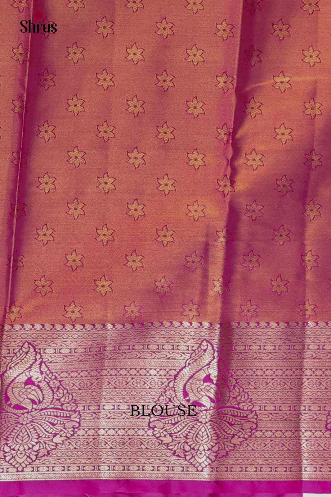 Peach & Majenta - Kanchipuram-halfpure Saree 2