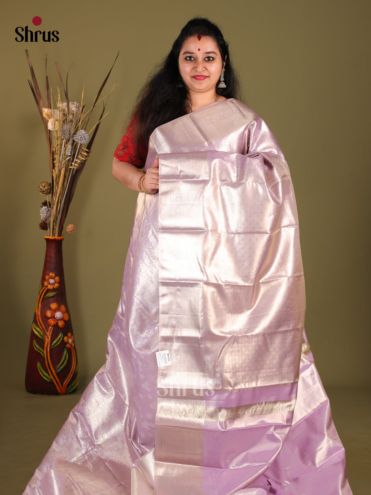 Lavender(Single Tone) - Kanchipuram-halfpure Saree - Shop on Shrus.com