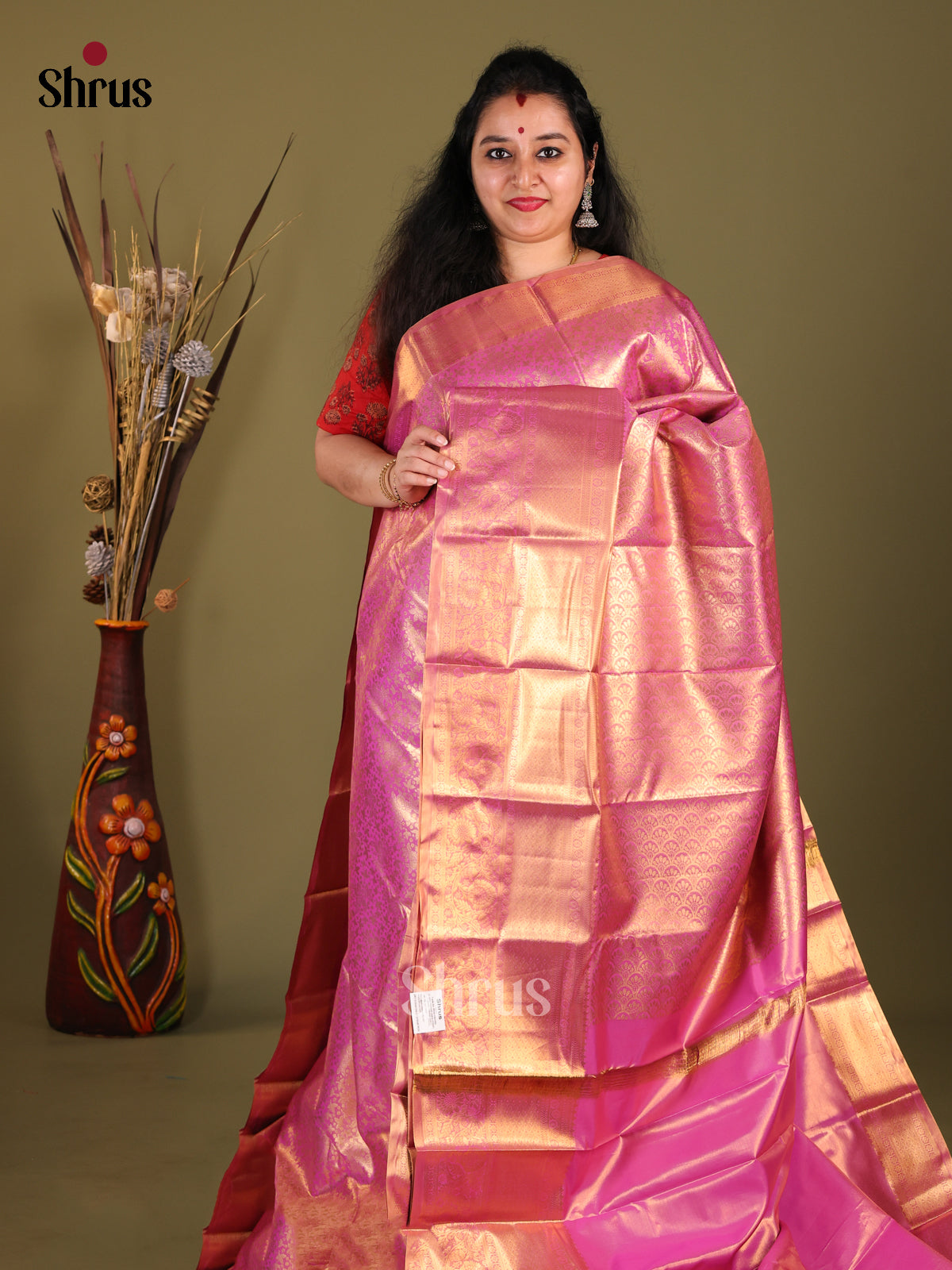 DHS23266 - Kanchipuram-halfpure Saree - Shop on Shrus.com